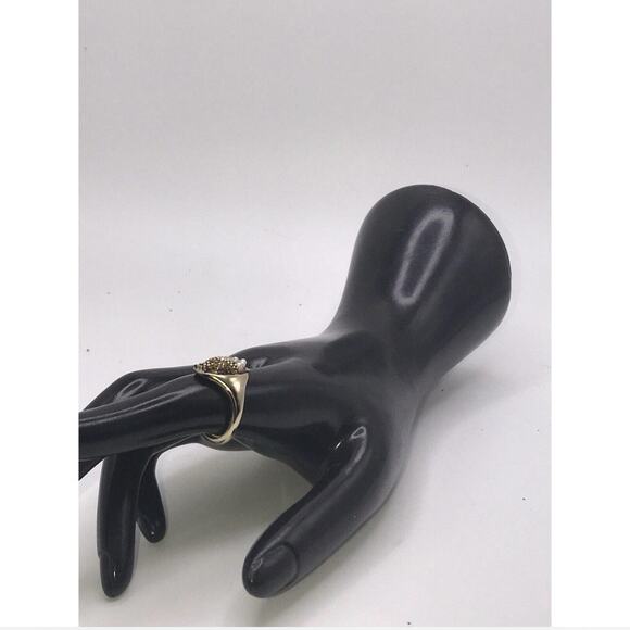 Swarovski Crystal Scarab Yellow Gold Signet Ring Adjustable 8-9 58-60 - Picture 8 of 8